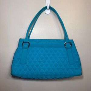 Vera Bradley Turquoise Blue Microfiber Quilted Shoulder Bag Purse